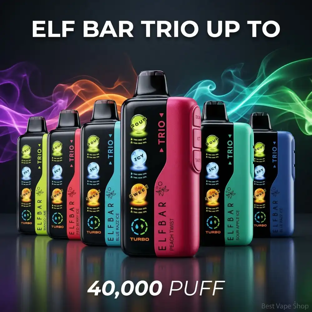 Elf Bar Trio 40000 Puffs Disposable Vape – 50 mg Nicotine (5%)