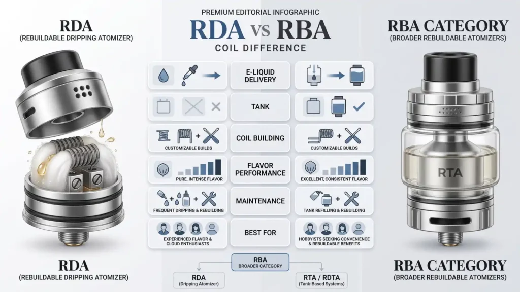 RDA vs RBA Coil Difference: Which Rebuildable Vape Option Is Right for You?
