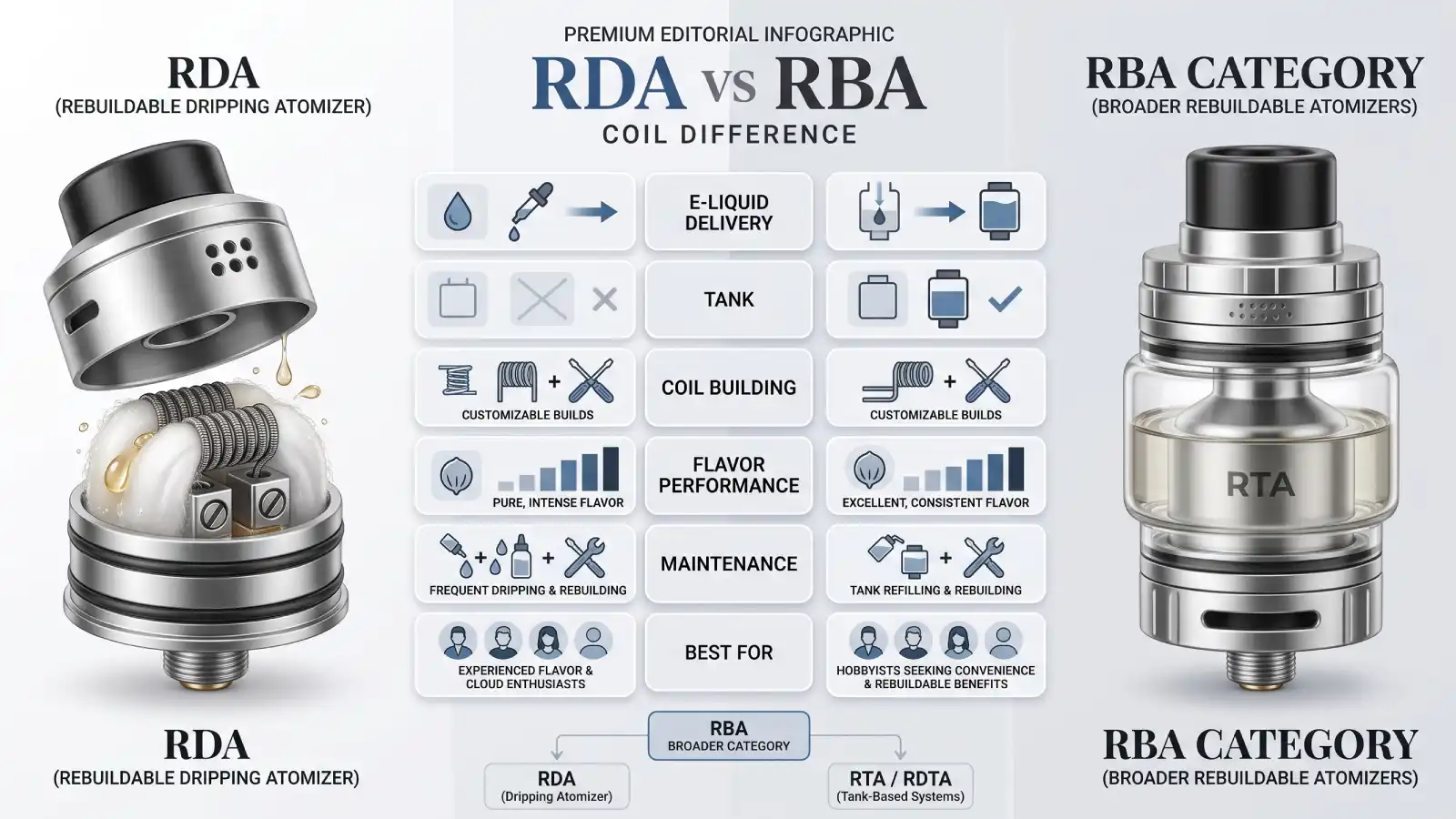 RDA vs RBA Coil Difference: Which Rebuildable Vape Option Is Right for You?